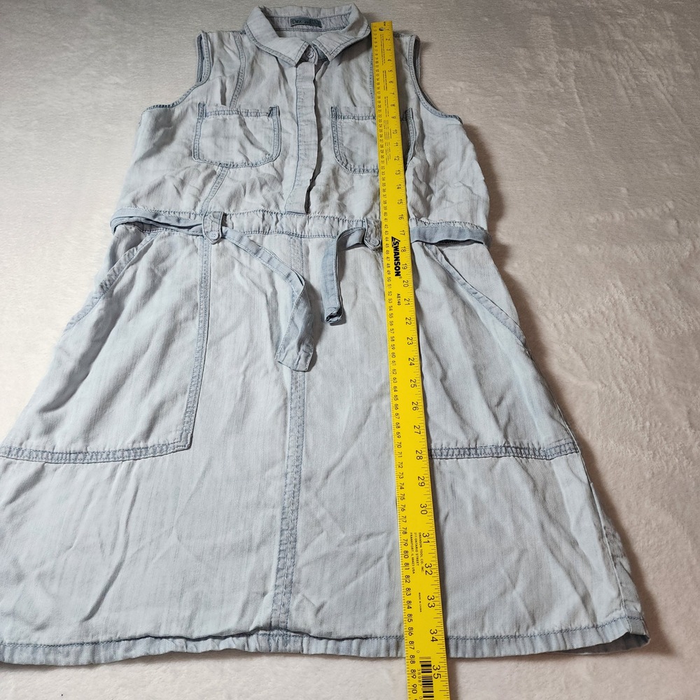 Dex‎ Denim Shirt Dress Womens Large Light Blue Sleeveless Belted Casual Tencil - Picture 9 of 13